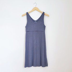 Athleta Santorini Striped V-Neck Mini Dress in Blue, Size Small